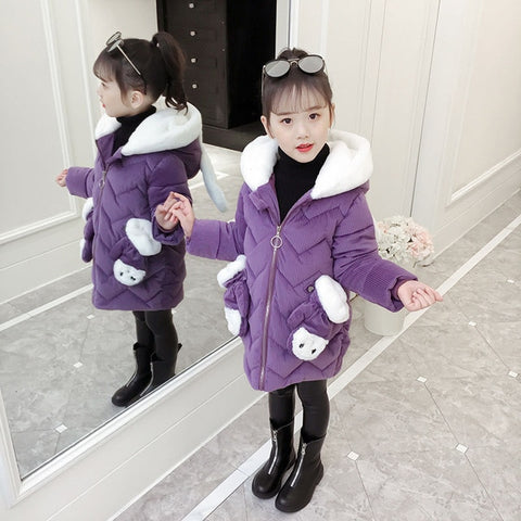 2019 Girls Down Jackets Baby Outdoor Warm Clothing Thick Coats Windproof Children's Winter Jackets Kids Cartoon Winter Outerwear