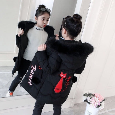 2019 Girls Down Jackets Baby Outdoor Warm Clothing Thick Coats Windproof Children's Winter Jackets Kids Cartoon Winter Outerwear