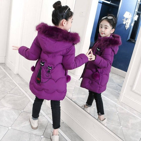 2019 Girls Down Jackets Baby Outdoor Warm Clothing Thick Coats Windproof Children's Winter Jackets Kids Cartoon Winter Outerwear