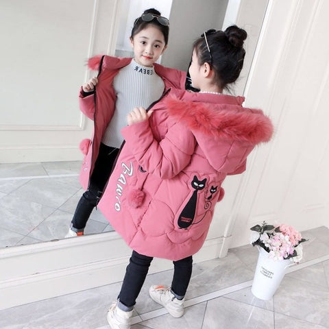 2019 Girls Down Jackets Baby Outdoor Warm Clothing Thick Coats Windproof Children's Winter Jackets Kids Cartoon Winter Outerwear