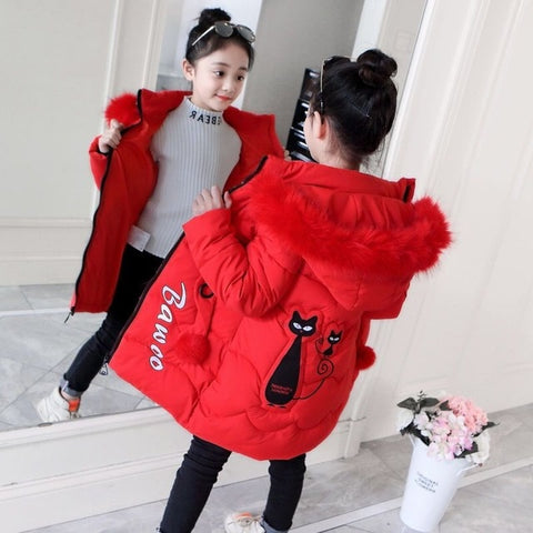 2019 Girls Down Jackets Baby Outdoor Warm Clothing Thick Coats Windproof Children's Winter Jackets Kids Cartoon Winter Outerwear
