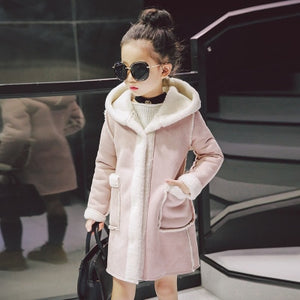 Baby Girls' Kids Clothing 2018 Winter Coat New Girls Overcoat Velvet Thickening Sets Coat Pure Color Fashion Jacket 4-12 Year