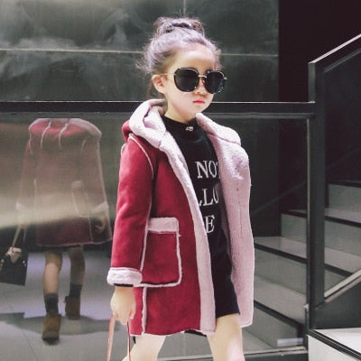 Baby Girls' Kids Clothing 2018 Winter Coat New Girls Overcoat Velvet Thickening Sets Coat Pure Color Fashion Jacket 4-12 Year