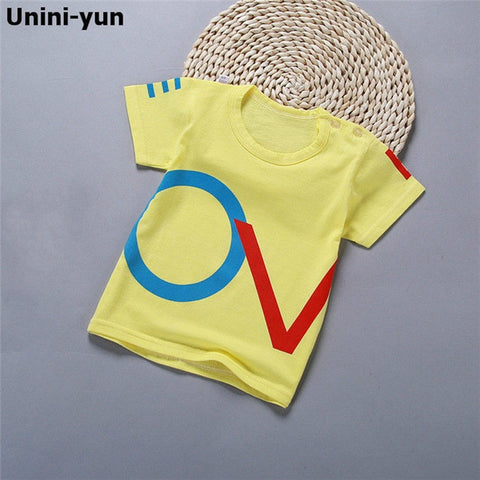 Unini-yun  Cartoon I Love Mom Children t Shirts Summer Boys Kids Short Sleeve Tees Cotton Baby Clothing Boys' t-Shirts Baby girl