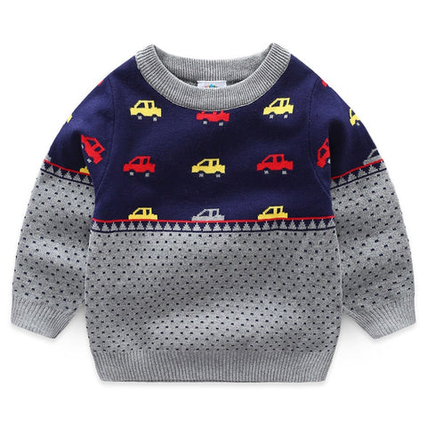 Baby Car Sweater 2019 Autumn and Winter Clothes New Boys' Children's Clothing Fashion Children's Round Neck Sweater