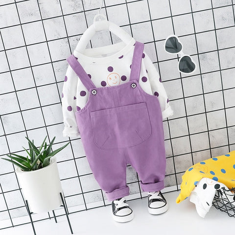 New Baby Girl Roupa Infantil Girls'point Long Sleeve Two-piece Jean Trousers Boys' Autumn Suit Boy Xmas Gift Childrens Clothing