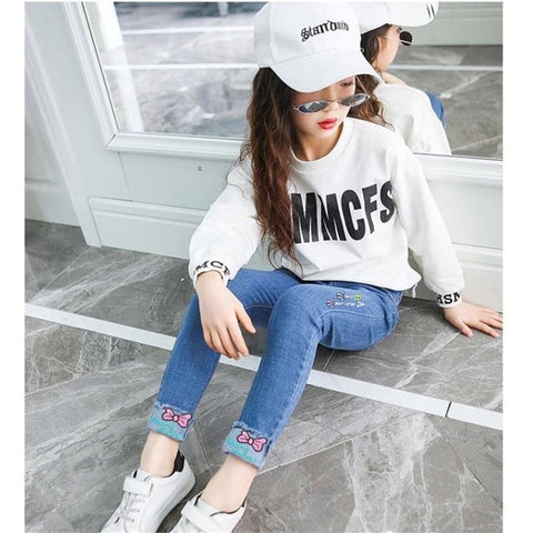 2019 Spring Autumn Kids Clothing Casual Jeans Pants, Children's Clothing Baby Girls Denim Pencil Pants Girls' Jeans 3-12 Years