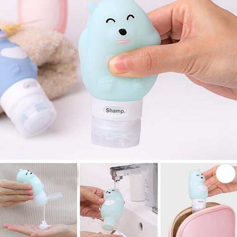 1PC 60/80/90/100ML Travel Portable Cute Silicone Bottles Shampoo Shower  Sub-bottling Tube Squeeze Empty Bottle baby care set