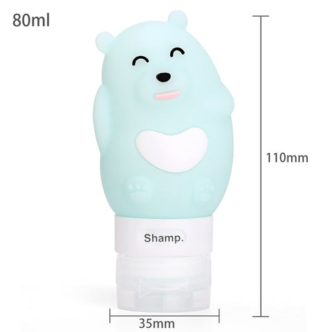 1PC 60/80/90/100ML Travel Portable Cute Silicone Bottles Shampoo Shower  Sub-bottling Tube Squeeze Empty Bottle baby care set