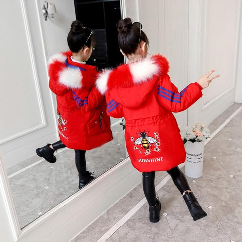 2019 Girls Down Jackets Baby Outdoor Warm Clothing Thick Coats Windproof Children's Winter Jackets Kids Cartoon Winter Outerwear