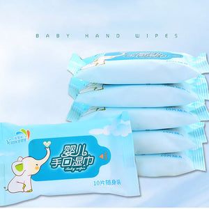 Babys Gently Sensitive Wet Wipes For Hands 10Pcs/pack Cleaning Disinfection Outdoor Portable Wipes Kids Care Wipes Travel Pack