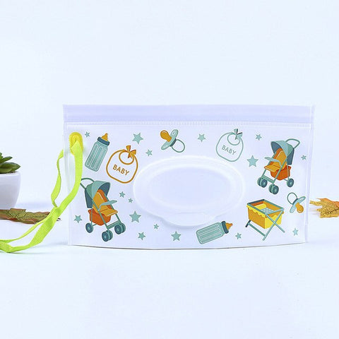Cartoon Print Baby Wet Wipes Bag New Reusable Wet Wipes Cover Container For Wet Wipes Baby Skin Care Travel Wipes Bag 24*13CM