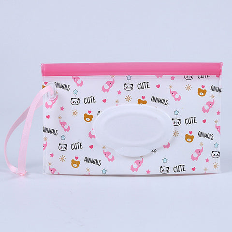Cartoon Print Baby Wet Wipes Bag New Reusable Wet Wipes Cover Container For Wet Wipes Baby Skin Care Travel Wipes Bag 24*13CM