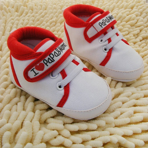 Baby Shoes I Love PaPa&MaMa Letter Printed Soft Bottom Footwear Heart-shaped 0-18M Newborn First walker