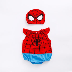 1pc romper 1pc Hat Newborn Baby Cotton rompers suits baby boys'  clothing Dragon Ball Spiderman Hero outifts Summer jumpsuits