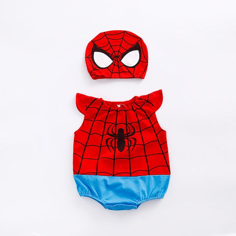 1pc romper 1pc Hat Newborn Baby Cotton rompers suits baby boys'  clothing Dragon Ball Spiderman Hero outifts Summer jumpsuits