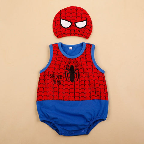 1pc romper 1pc Hat Newborn Baby Cotton rompers suits baby boys'  clothing Dragon Ball Spiderman Hero outifts Summer jumpsuits