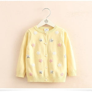Baby Stars Knit Cardigan 2019 Spring Autumn Clothing New Girls' Children's Wear Coat Sweater Girl Cardigan V-Neck  Casual  Kids